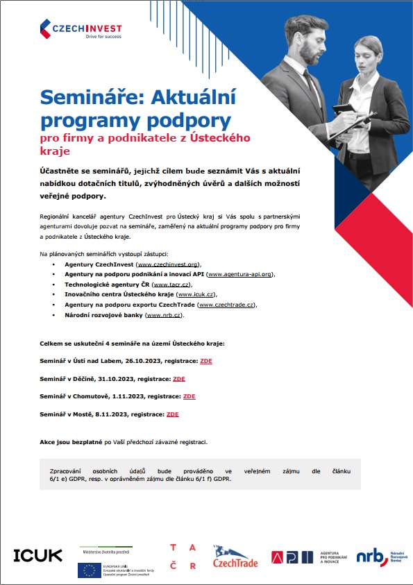 Pozvánka na semináře pro podnikatele v Ústeckém kraji